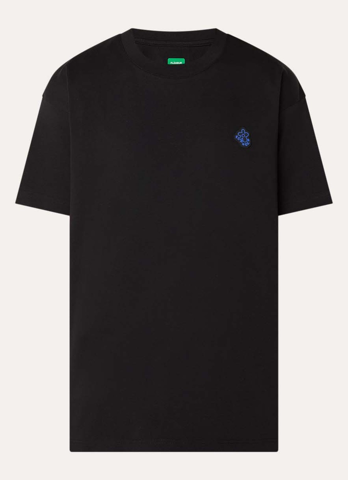 FLÂNEUR Rubber T-shirt met logo - voorkant 3 zwart