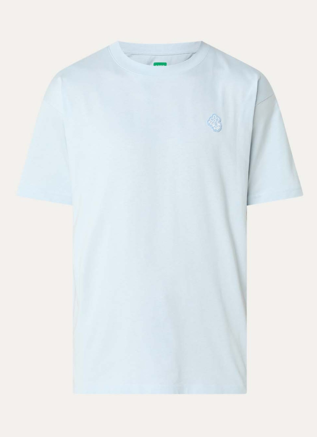 FLÂNEUR Rubber T-shirt met logo - voorkant blauwgrijs