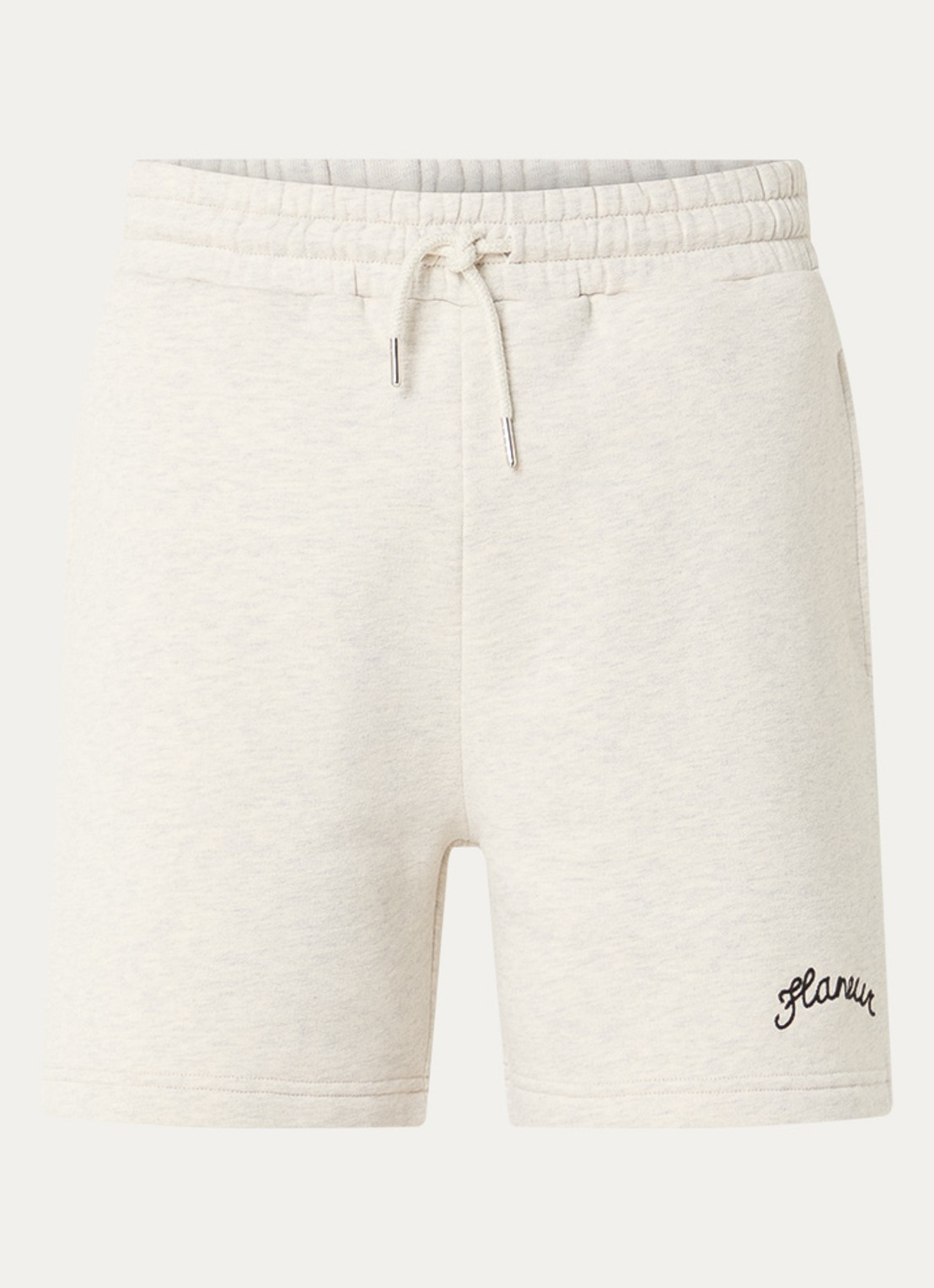 FLÂNEUR Signature straight fit korte joggingbroek met logo - voorkant 2 grijsmele