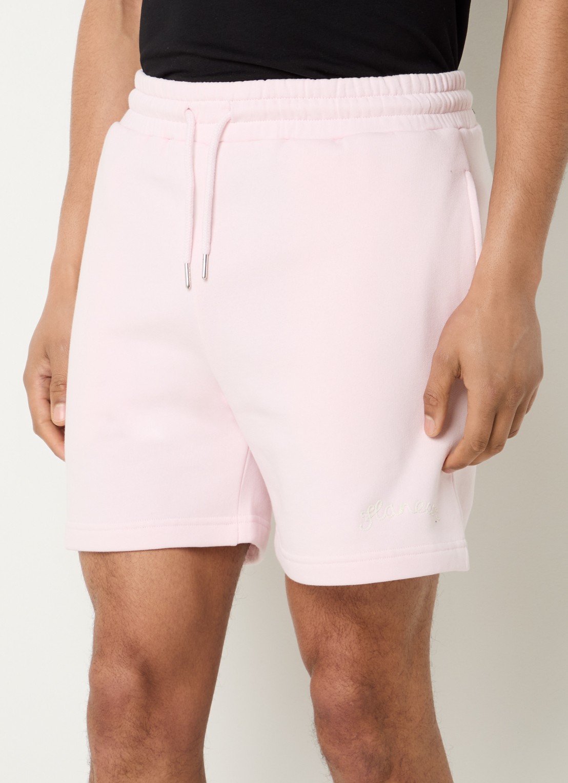 FLÂNEUR Signature straight fit korte joggingbroek met logo - detail roze