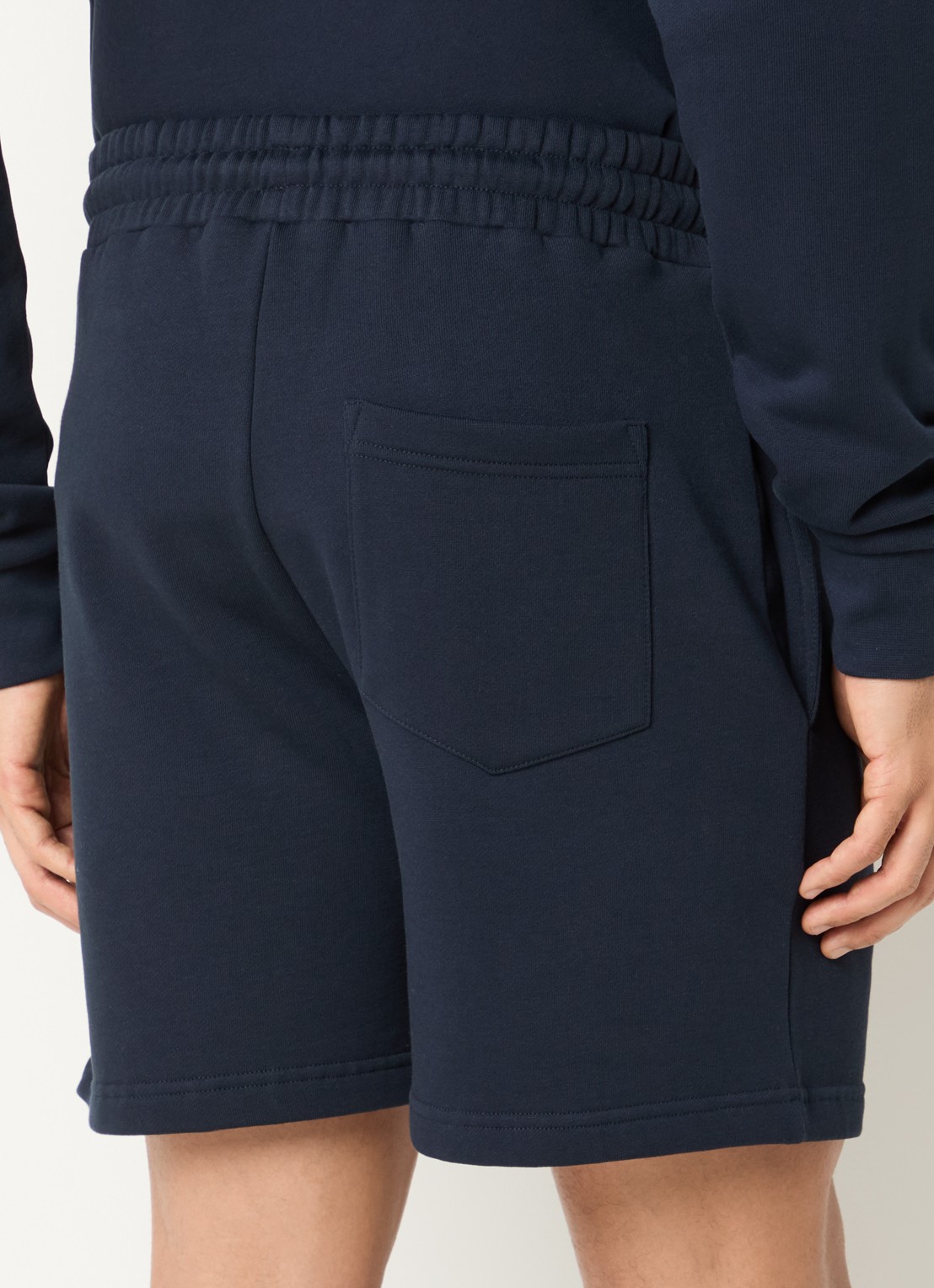 FLÂNEUR Signature straight fit korte joggingbroek met logo - achterkant 4 donkerblauw