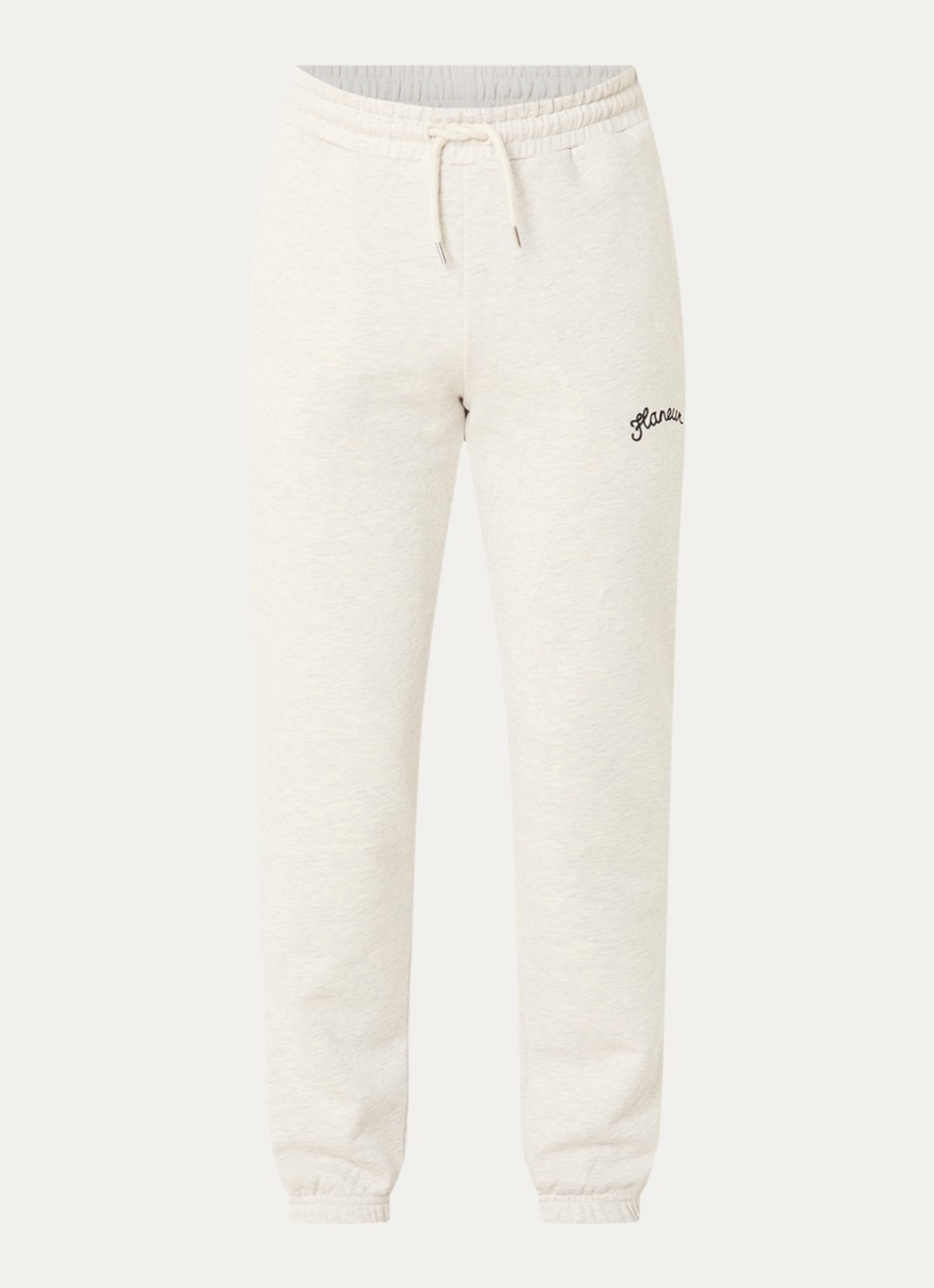 FLÂNEUR Signature tapered fit joggingbroek met logo  - voorkant 4 grijsmele