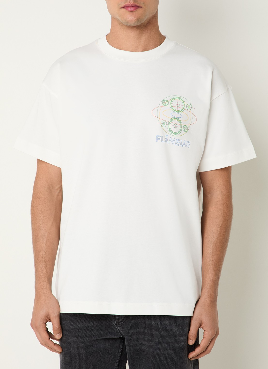 FLÂNEUR Speaker T-shirt met logo- en backprint - achterkant 3 wit