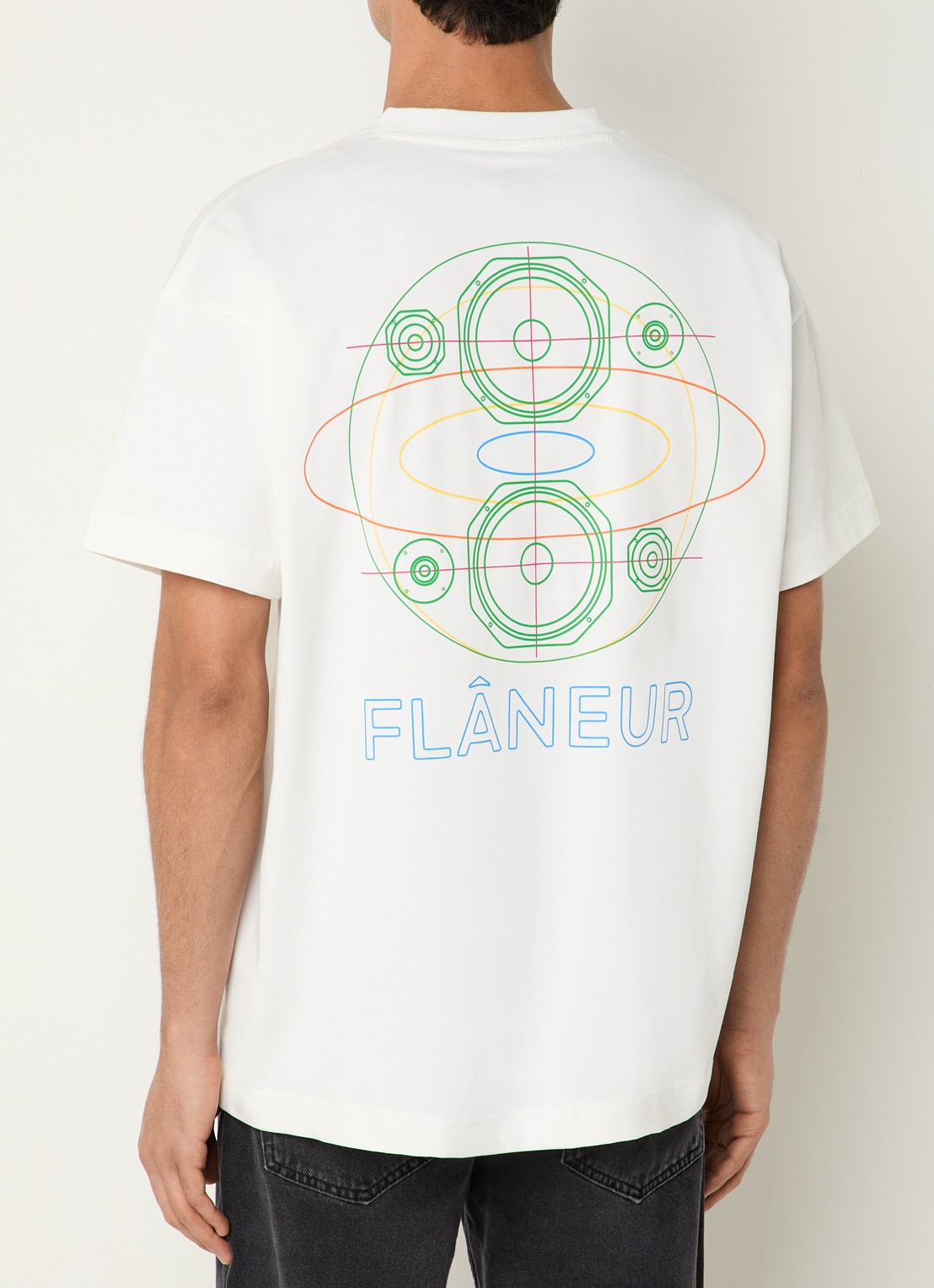 FLÂNEUR Speaker T-shirt met logo- en backprint - detail 4 wit