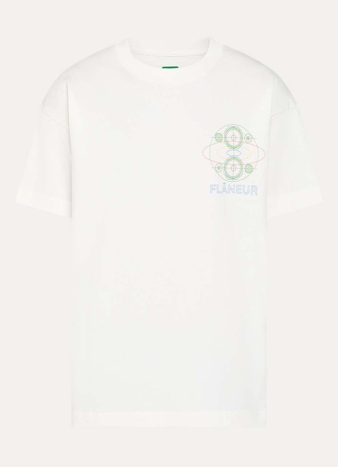 FLÂNEUR Speaker T-shirt met logo- en backprint - voorkant wit
