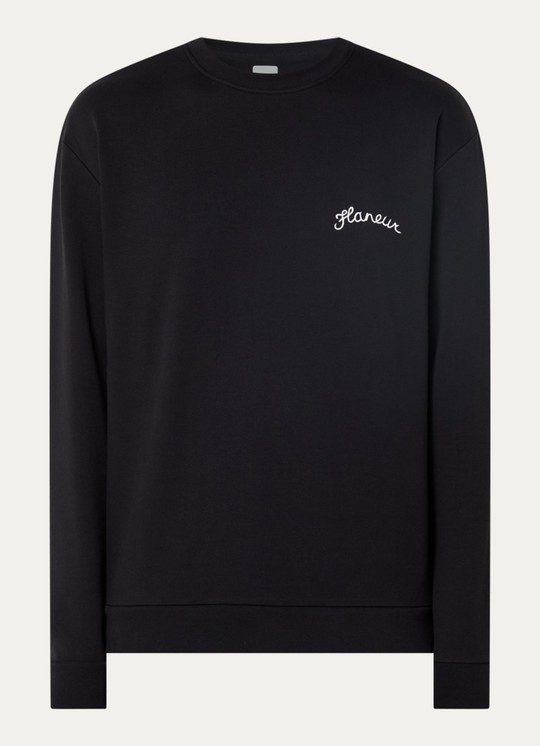 FLÂNEUR Sweater met logoborduring - voorkant 2 zwart