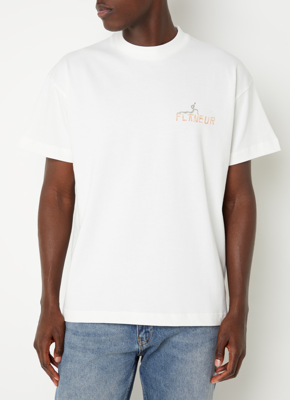 FLÂNEUR T-shirt met logo- en backprint - achterkant wit