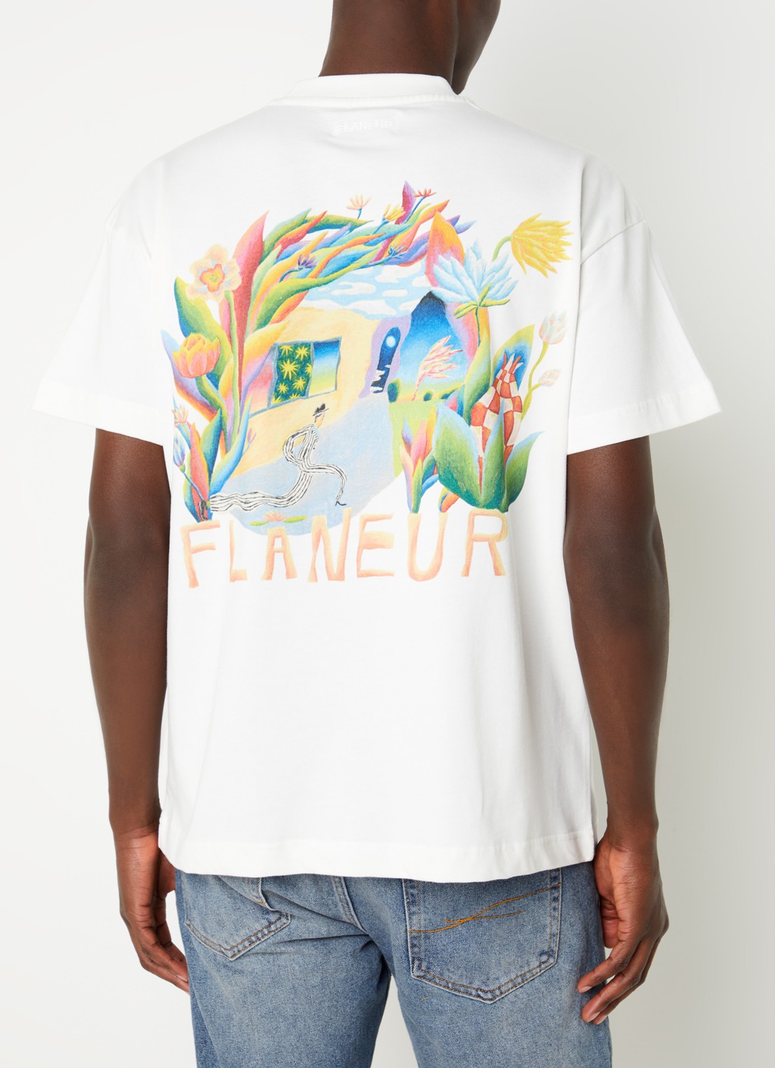 FLÂNEUR T-shirt met logo- en backprint - detail 2 wit