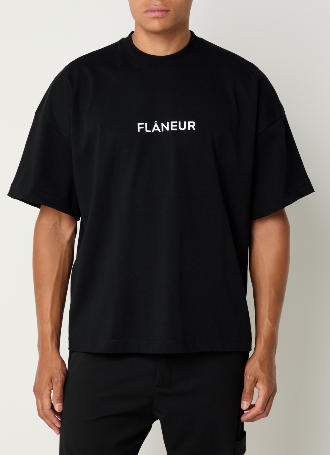FLÂNEUR T-shirt met logo  - detail zwart