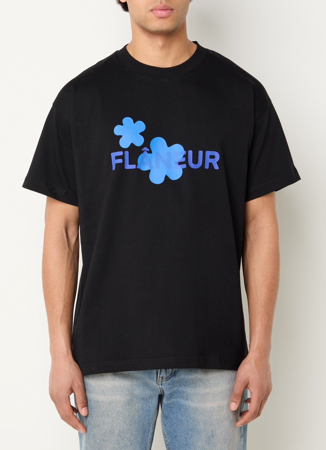 FLÂNEUR T-shirt met logoprint - detail 3 blauw