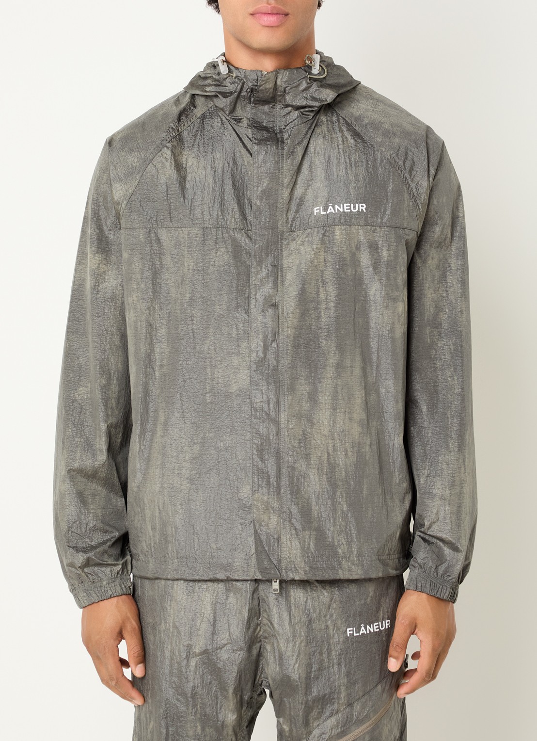 FLÂNEUR Turtle straight fit trackpants met logo en ritszakken - detail 4 grijs