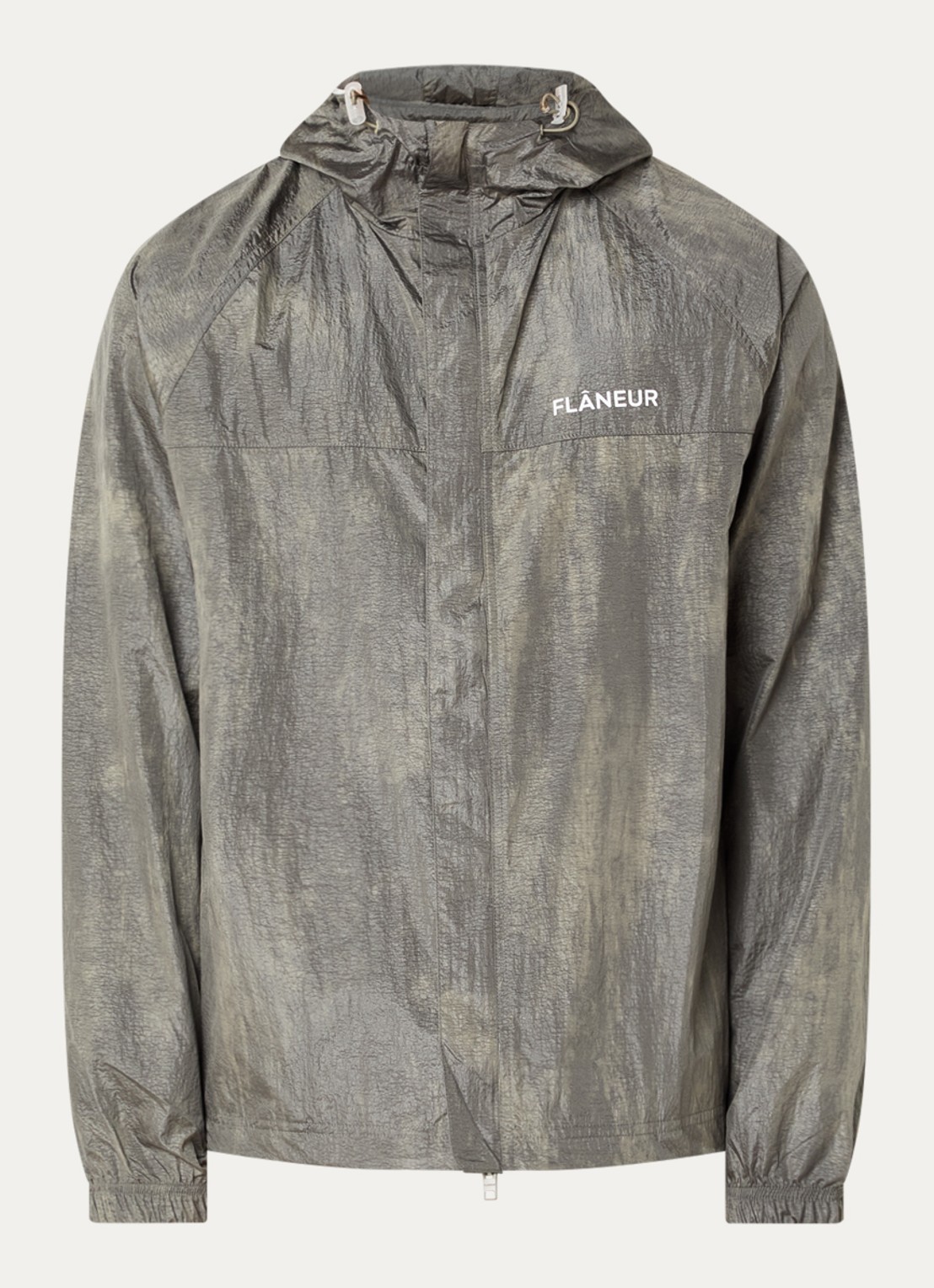 FLÂNEUR Turtle straight fit trackpants met logo en ritszakken - voorkant 2 grijs