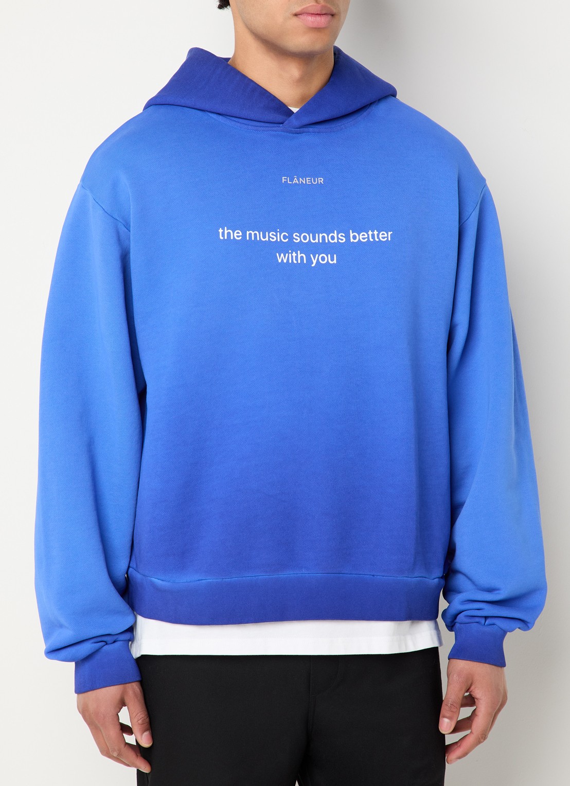 FLÂNEUR With You hoodie met logoprint - detail 4 kobaltblauw