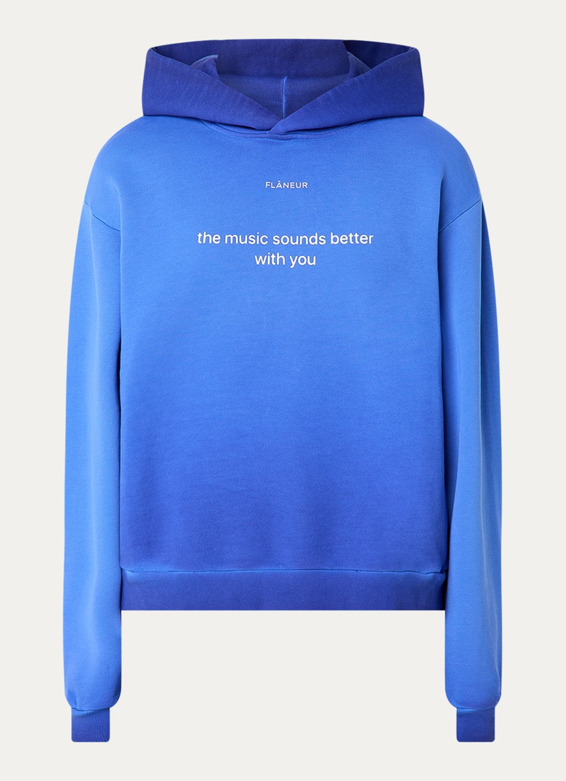 FLÂNEUR With You hoodie met logoprint - voorkant 2 kobaltblauw