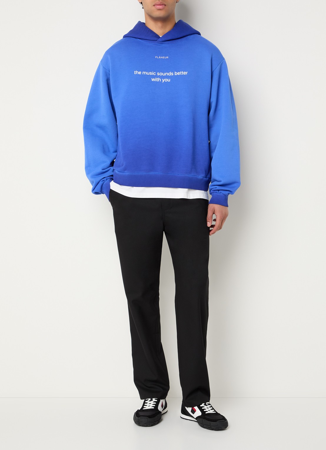 FLÂNEUR With You hoodie met logoprint - voorkant 3 kobaltblauw