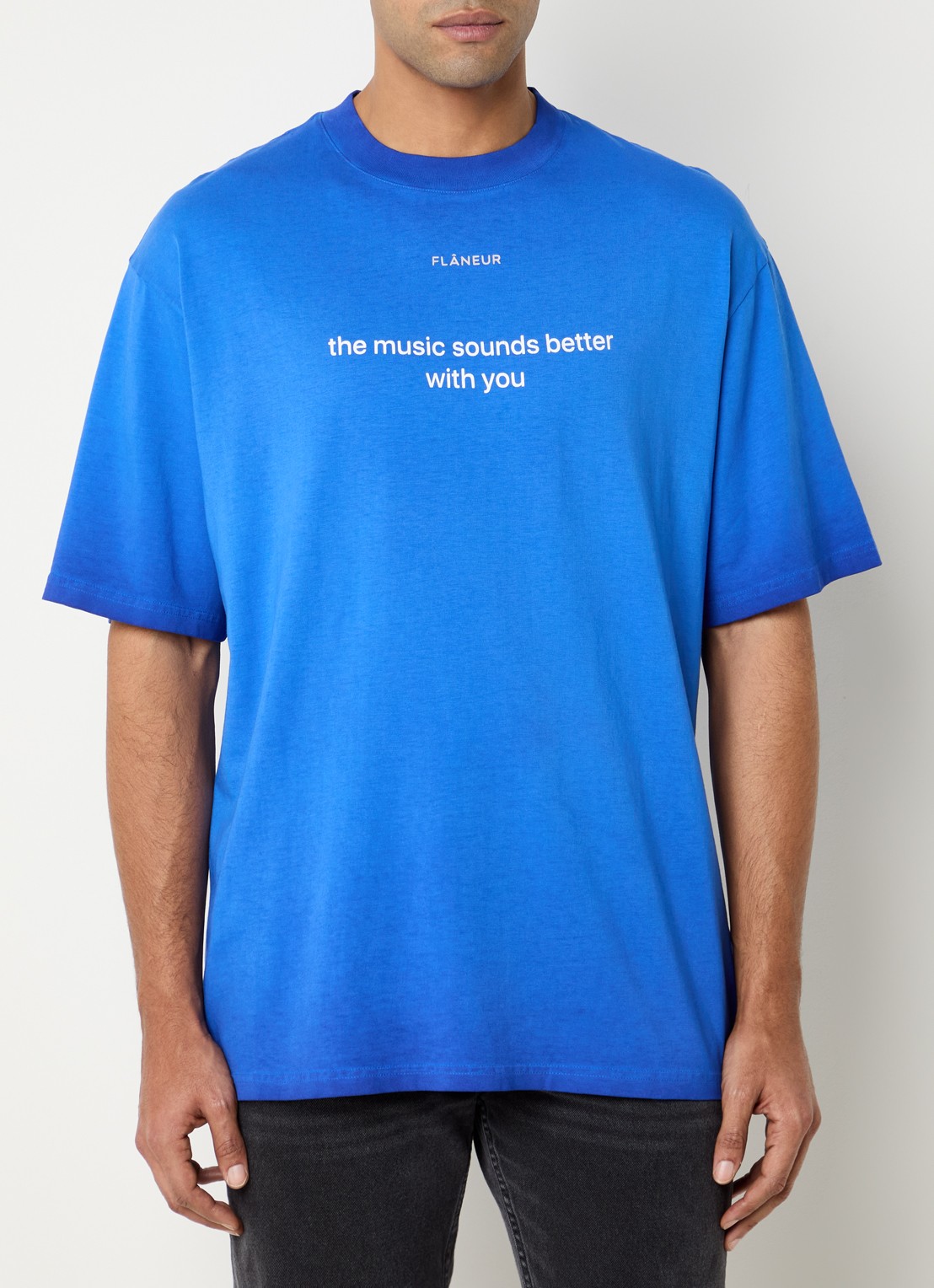 FLÂNEUR With You T-shirt met print - detail 2 royalblauw