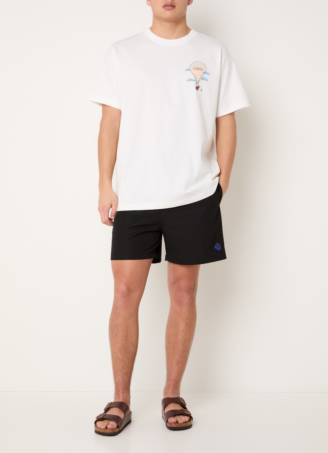 FLÂNEUR Zwemshorts met steekzakken en logo - voorkant 4 zwart
