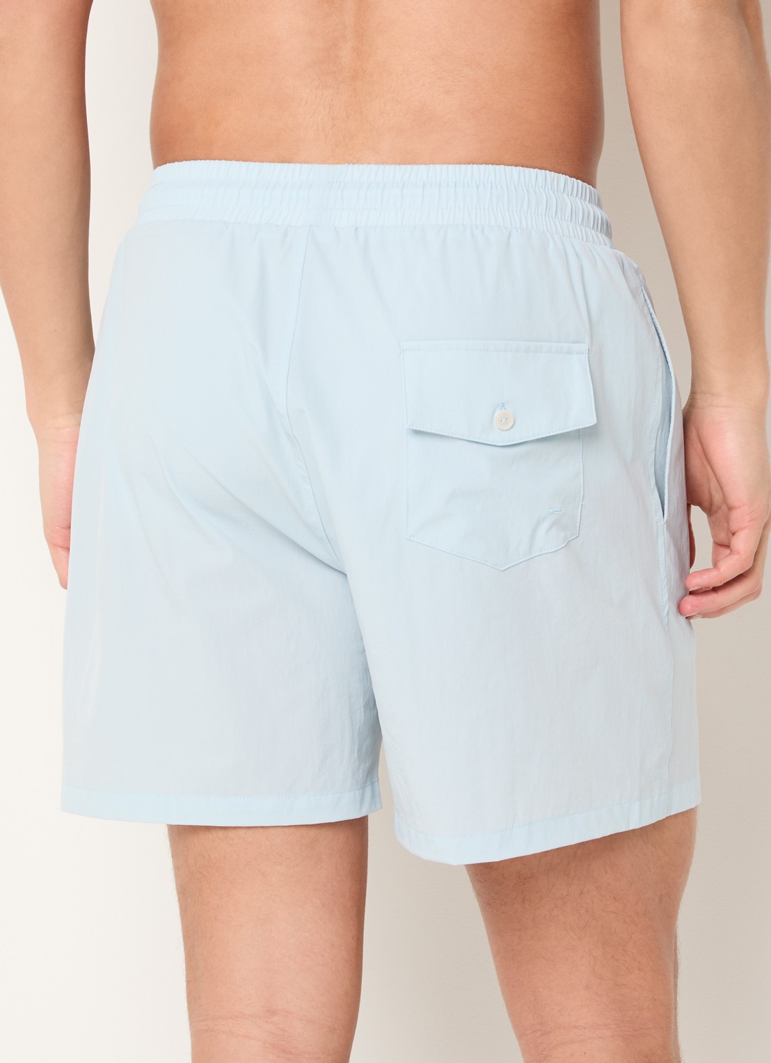 FLÂNEUR Zwemshorts met steekzakken en logo - achterkant lichtblauw