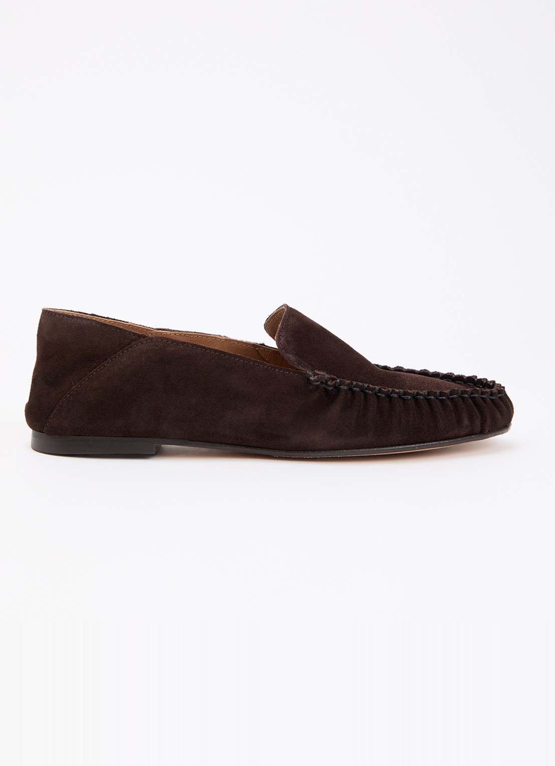 Flattered Bon Bon mocassin van suède  - voorkant chocoladebruin