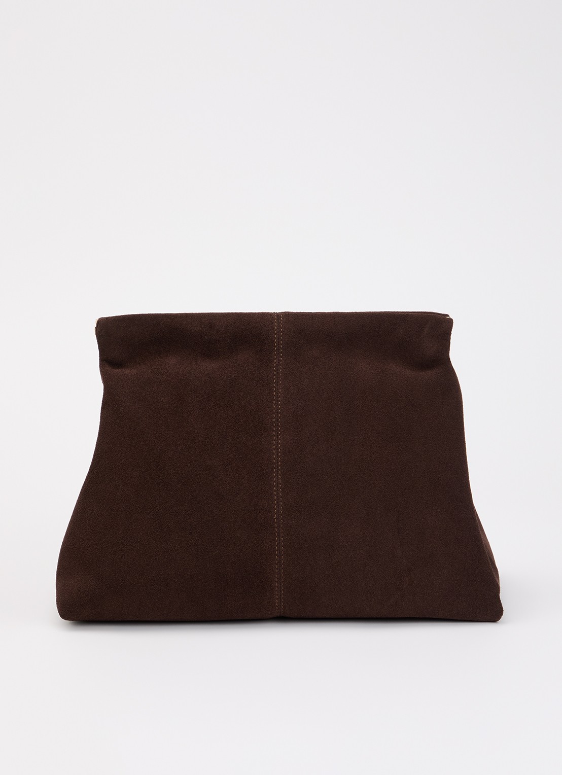Flattered Clay clutch van kalfssuède - voorkant 4 donkerbruin