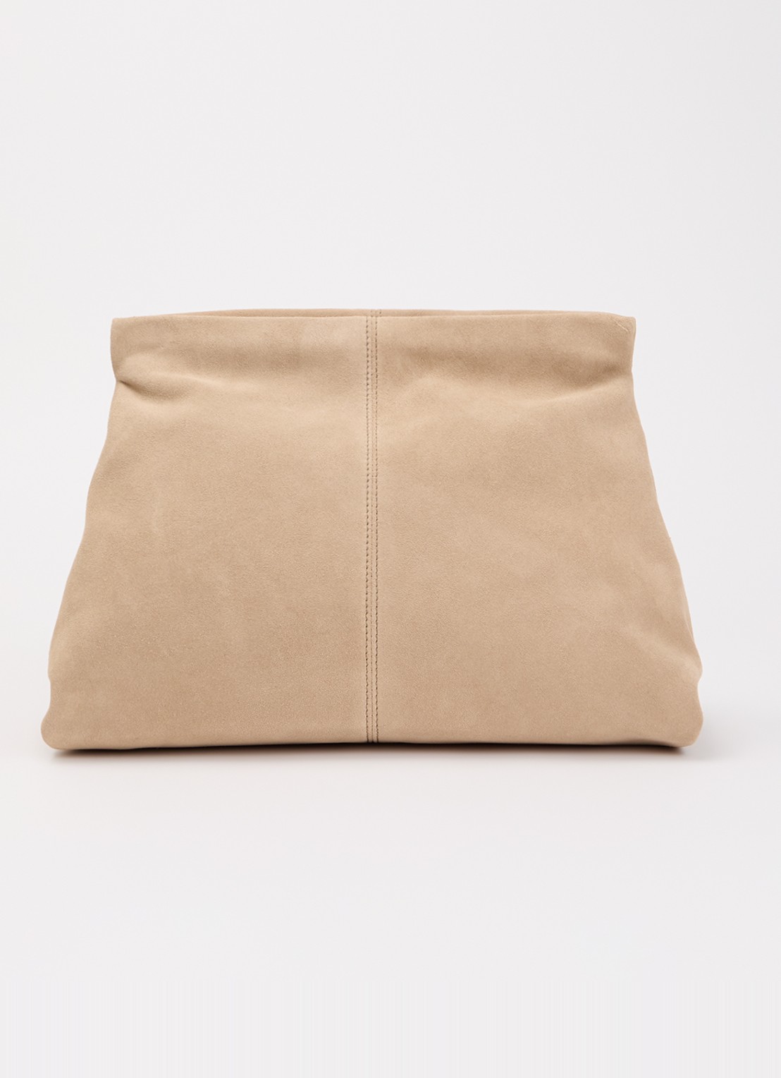 Flattered Clay clutch van kalfssuède - voorkant 4 zand