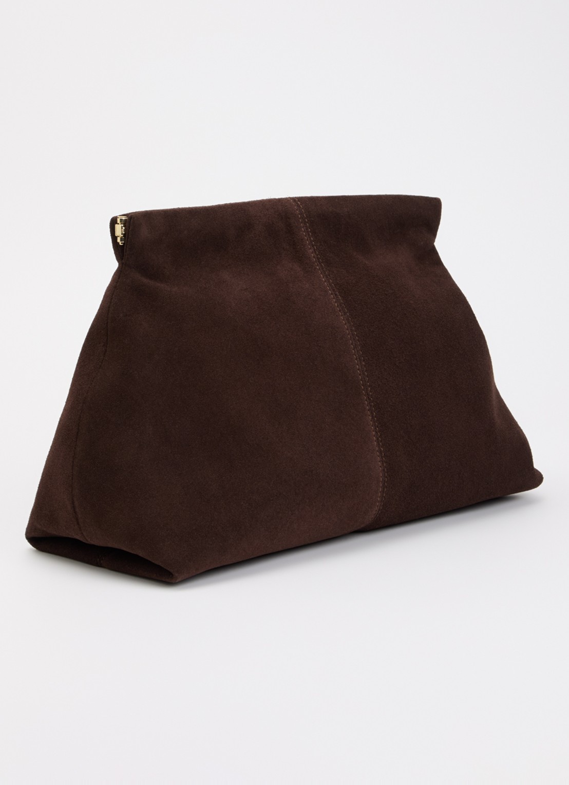 Flattered Clay clutch van kalssuède - achterkant donkerbruin