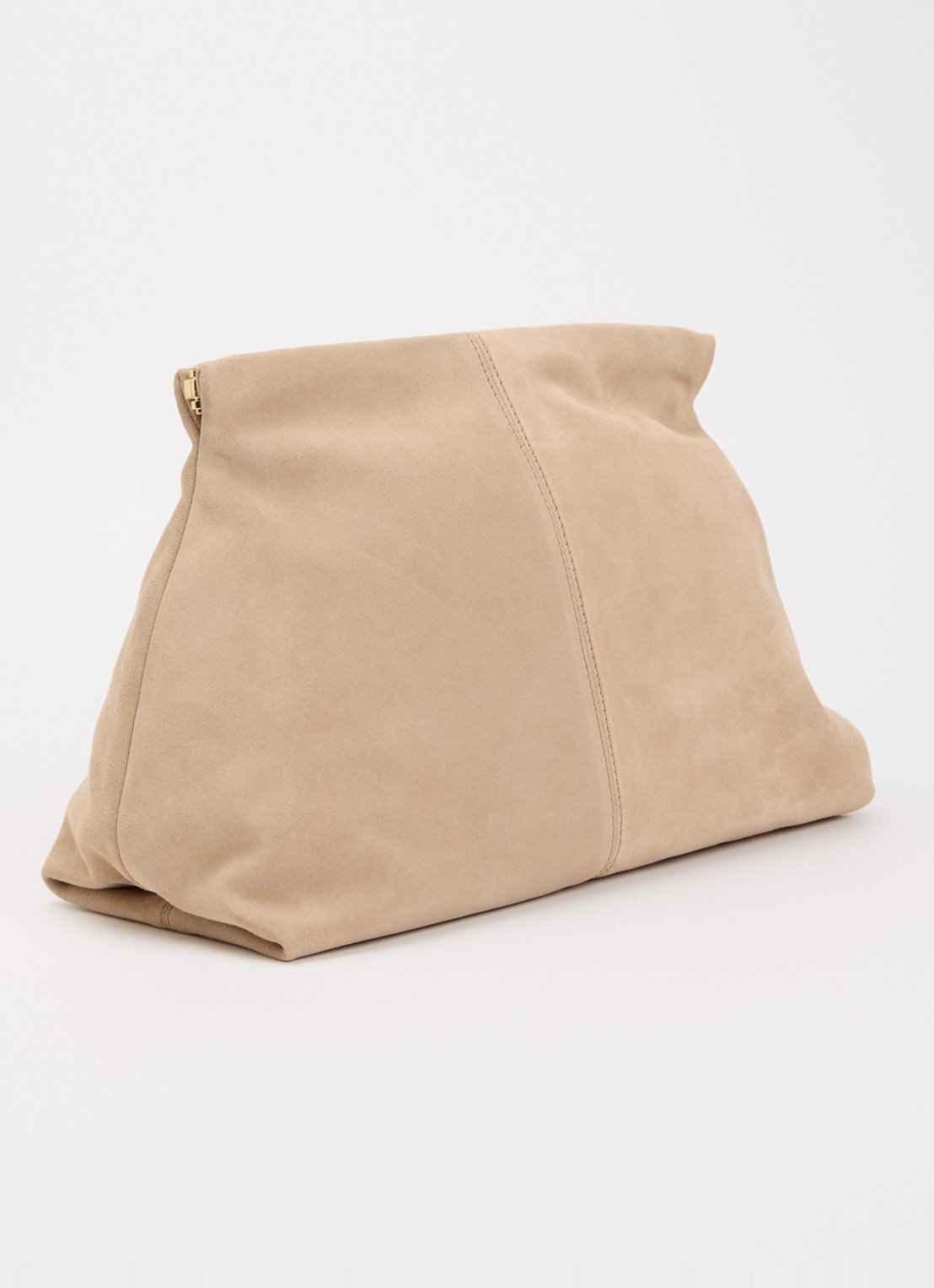 Flattered Clay clutch van suéde  - achterkant zand