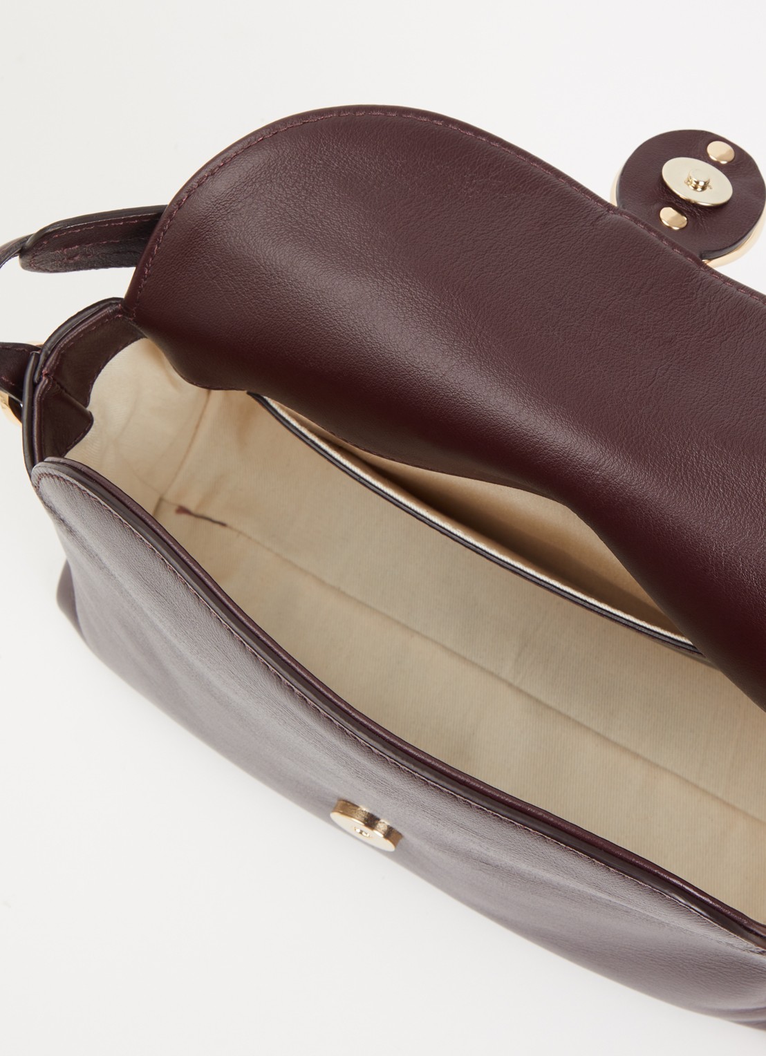 Flattered Gaia Mini handtas van kalfsleer met afneembare schouderriem - detail 3 bordeauxrood