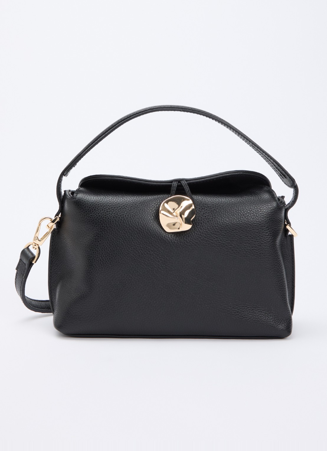 Flattered Hanna Mini handtas van leer met afneembare schouderriem - voorkant 5 zwart