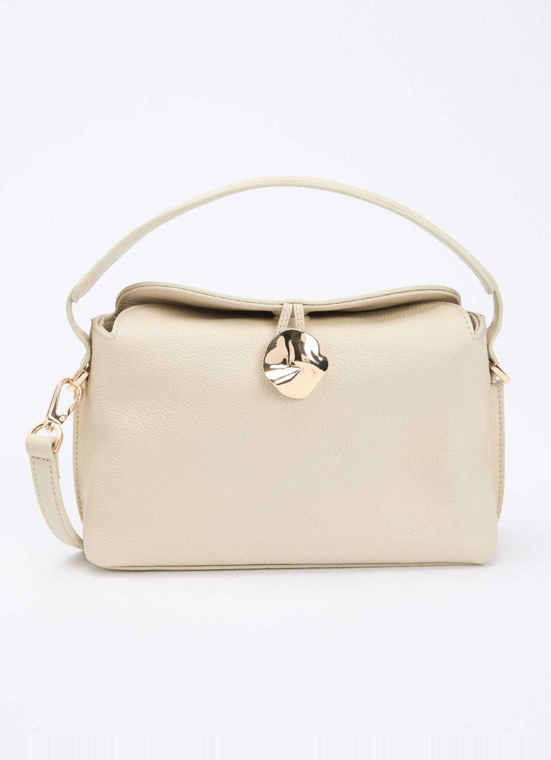 Flattered Hanna Mini handtas van leer met afneembare schouderriem - voorkant 5 gebroken wit