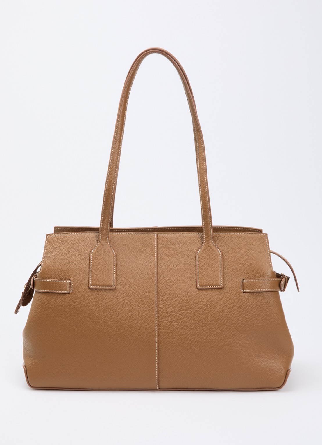 Flattered Lisa schoudertas van leer - voorkant 4 cognac