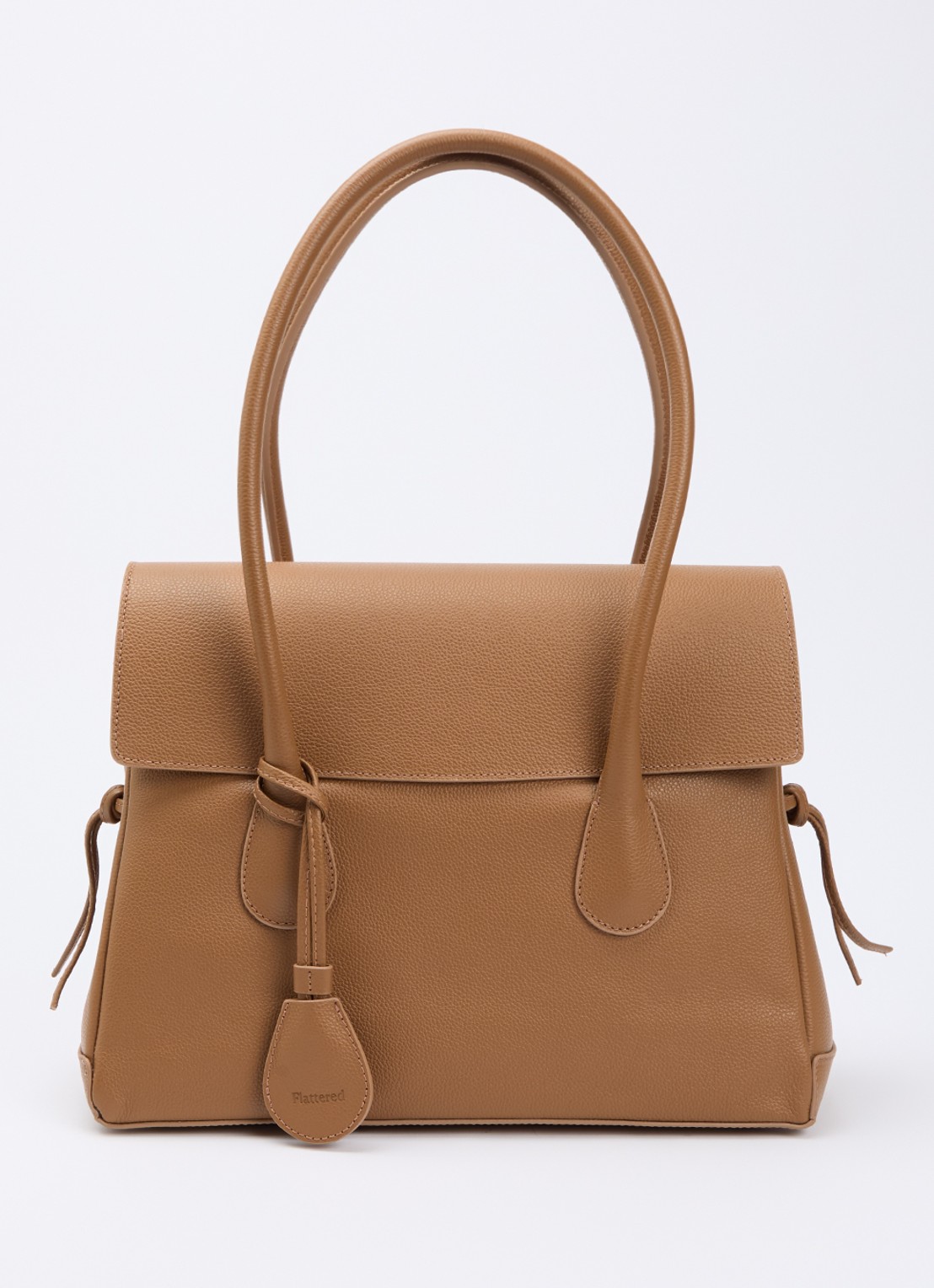 Flattered Lydia schoudertas van leer met structuur - voorkant 4 cognac