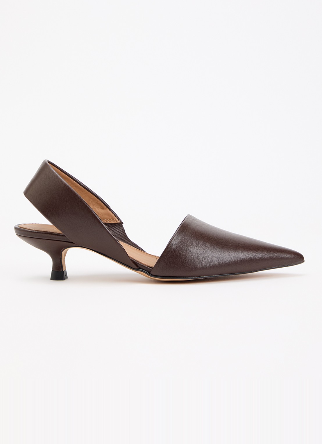 Flattered Ninni sling-back van leer - voorkant 5 donkerbruin