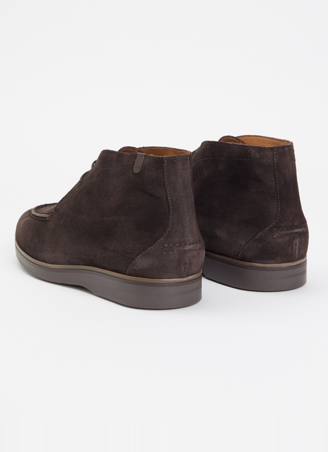Floris van Bommel De Oister 05.00 casual veterschoen van suède - achterkant 3 donkerbruin