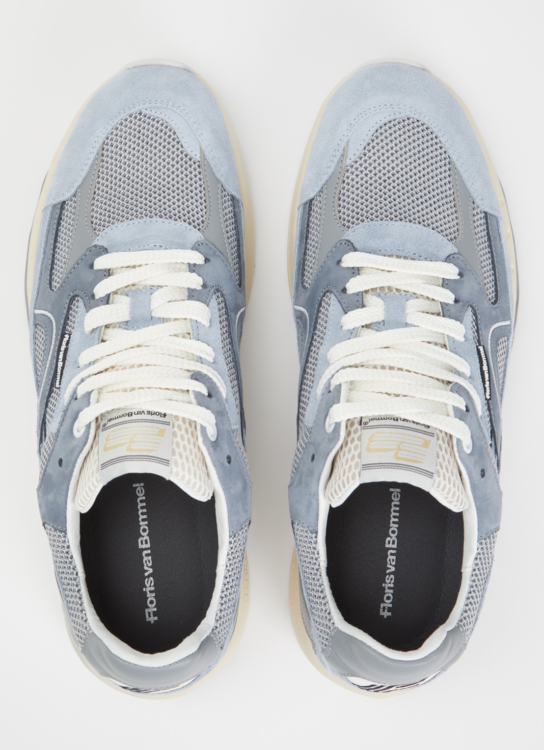 Floris van Bommel De Rezer 01.22 sneaker met suède en mesh details - detail 3 lichtblauw