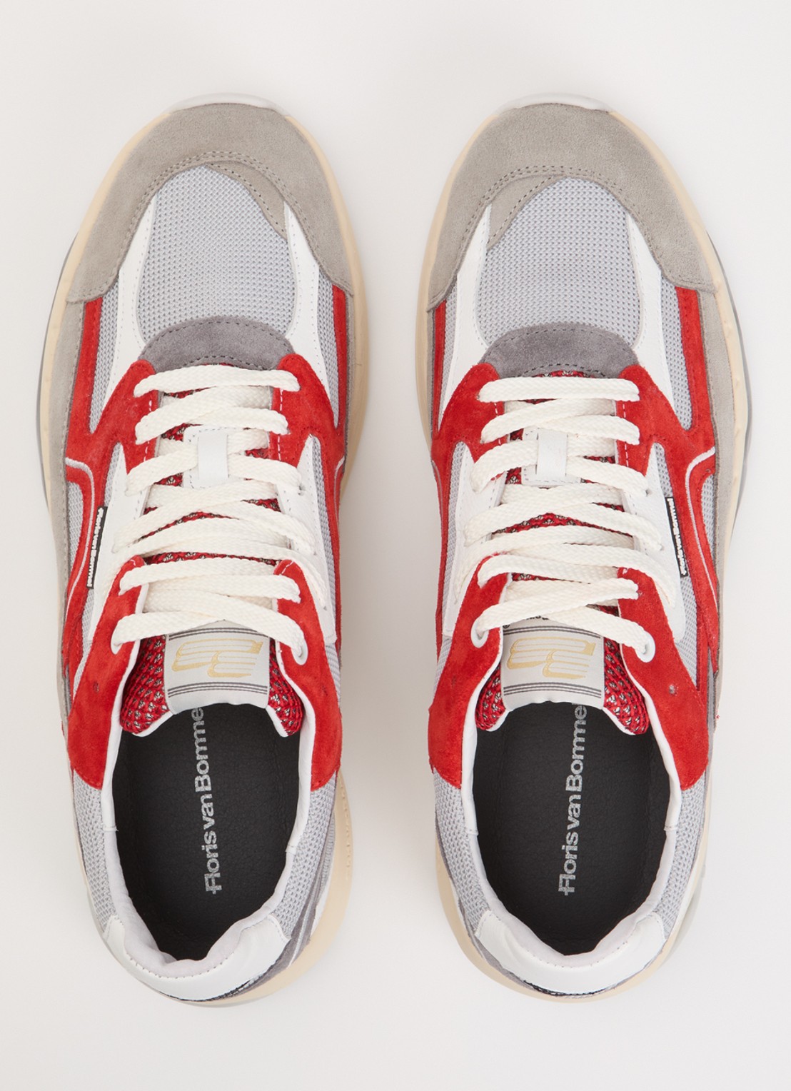 Floris van Bommel De Rezer 01.25 sneaker van leer met details van suéde  - detail 2 rood