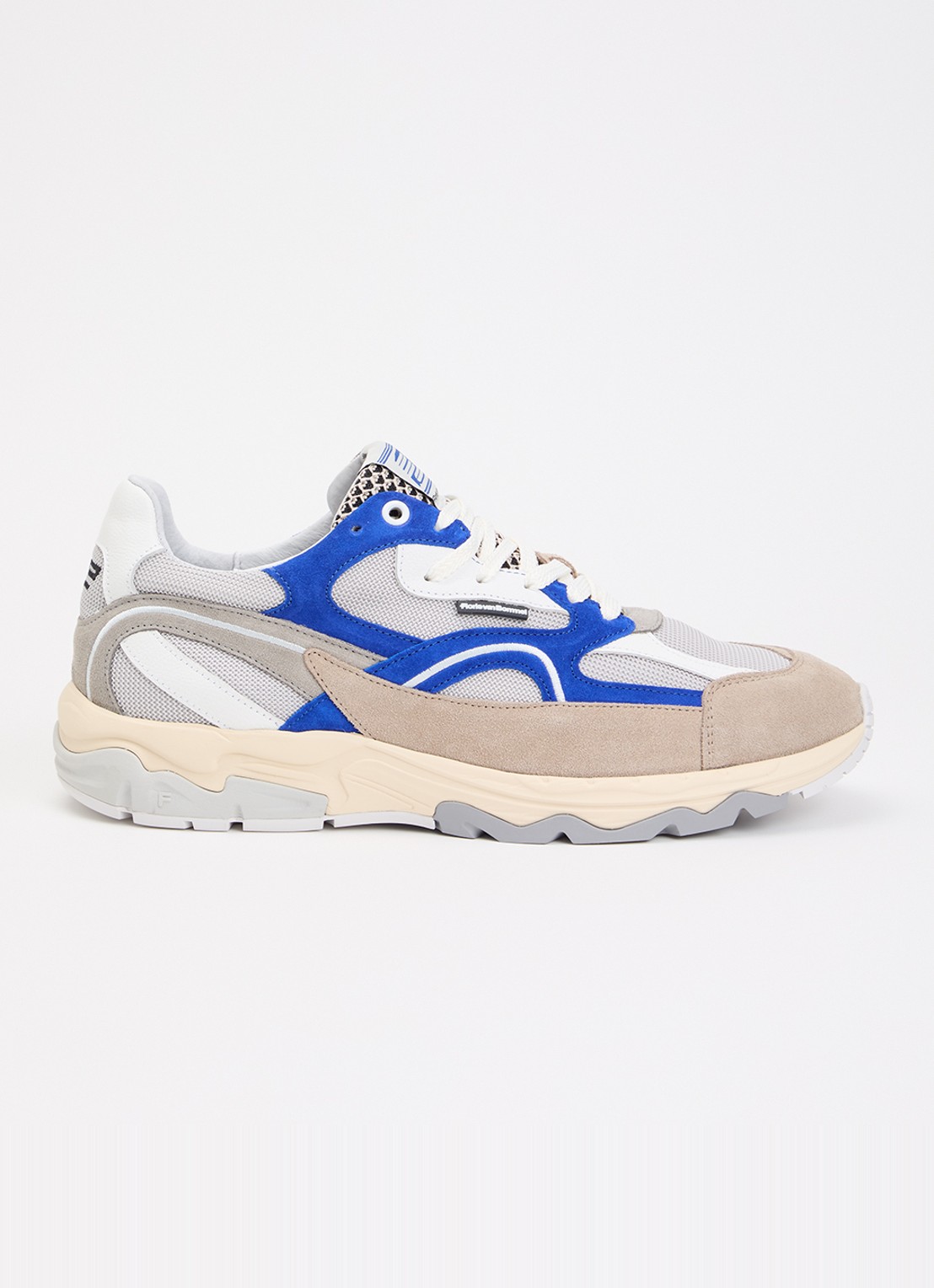 Floris van Bommel De Rezer 01.26 sneaker met suède en mesh details - voorkant donkerbeige