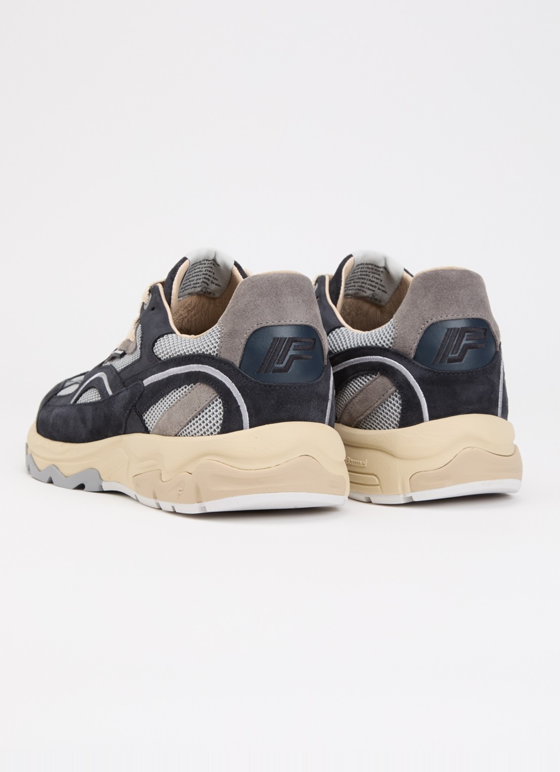 Floris van Bommel De Rezer 01.38 sneaker van mesh met details van suède  - achterkant 4 donkerblauw