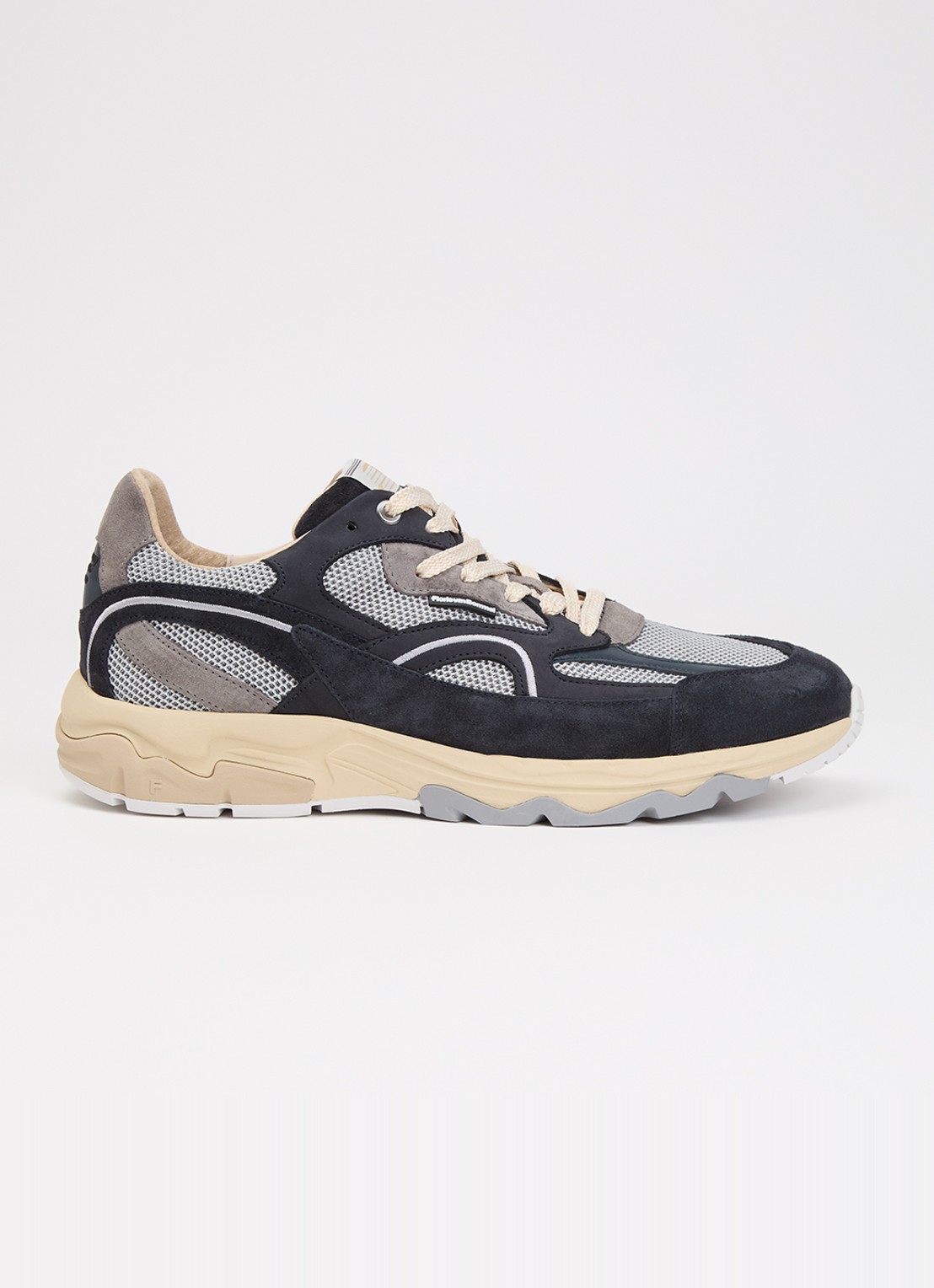 Floris van Bommel De Rezer 01.38 sneaker van mesh met details van suède  - voorkant 5 donkerblauw