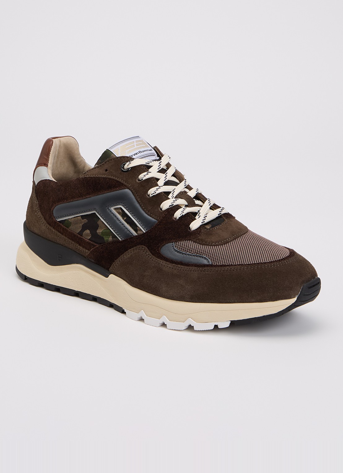 Floris van Bommel De Treener 01.19 sneaker van suède met details van leer - voorkant 4 bronsgroen