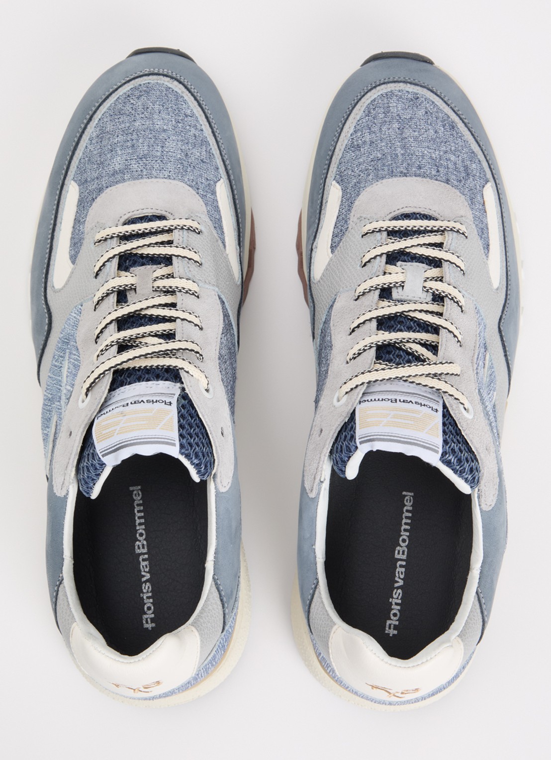 Floris van Bommel De Treener sneaker met details van suède - detail 2 lichtblauw