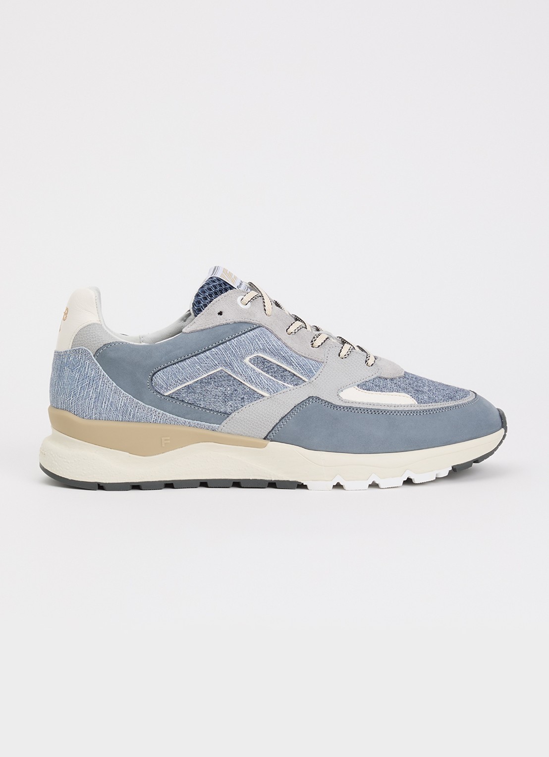 Floris van Bommel De Treener sneaker met details van suède - voorkant 5 lichtblauw