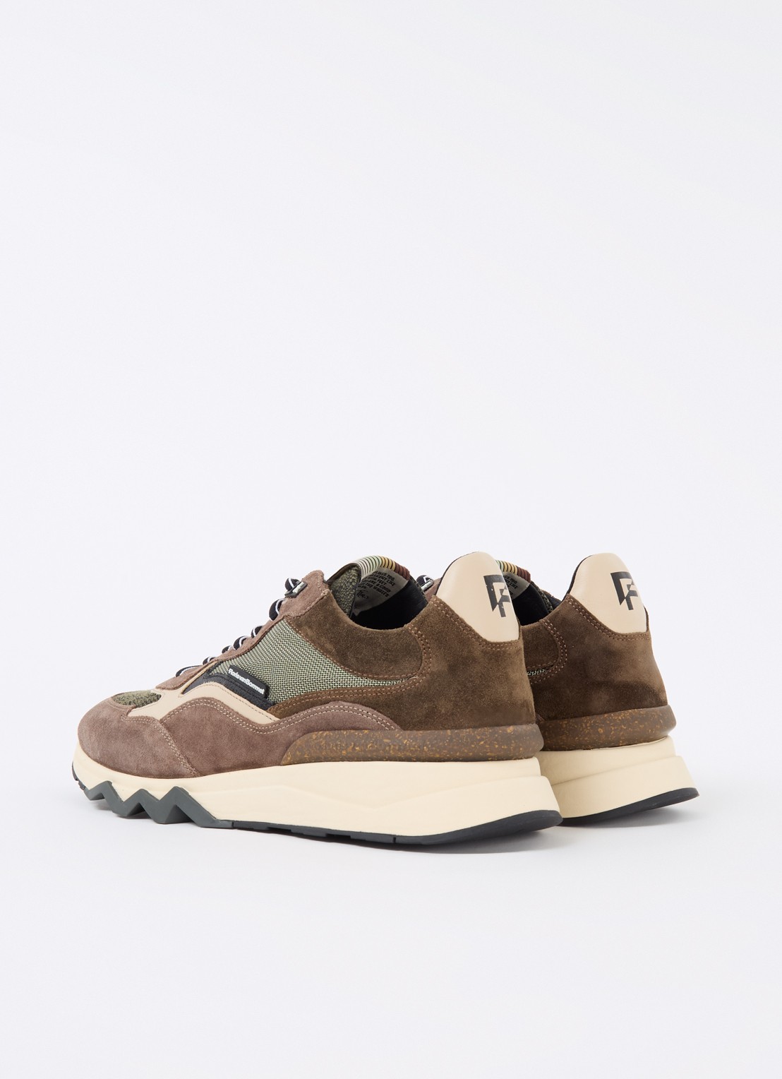 Floris van Bommel De Zager 05.08 sneaker met suède details - achterkant 2 khaki