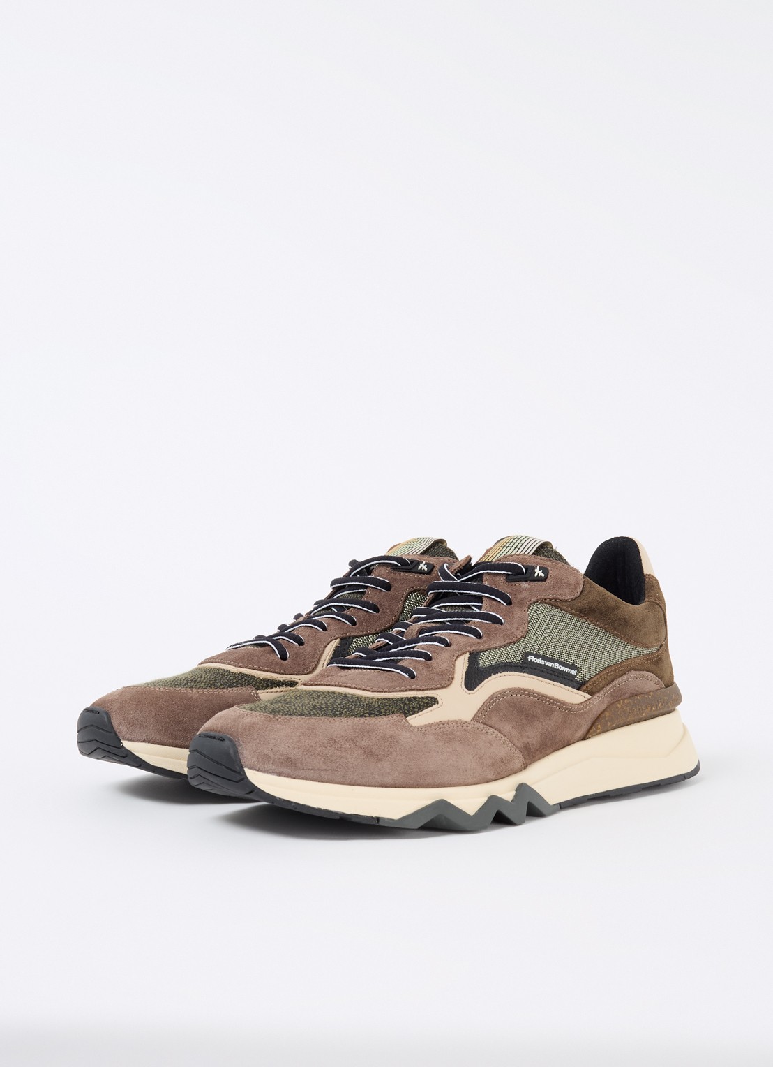 Floris van Bommel De Zager 05.08 sneaker met suède details - detail 3 khaki