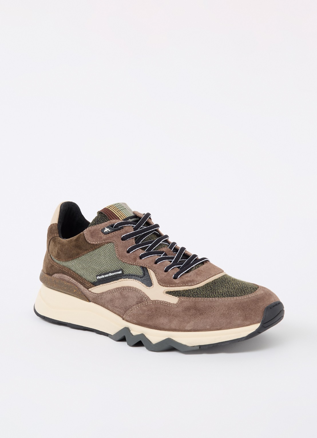Floris van Bommel De Zager 05.08 sneaker met suède details - voorkant khaki