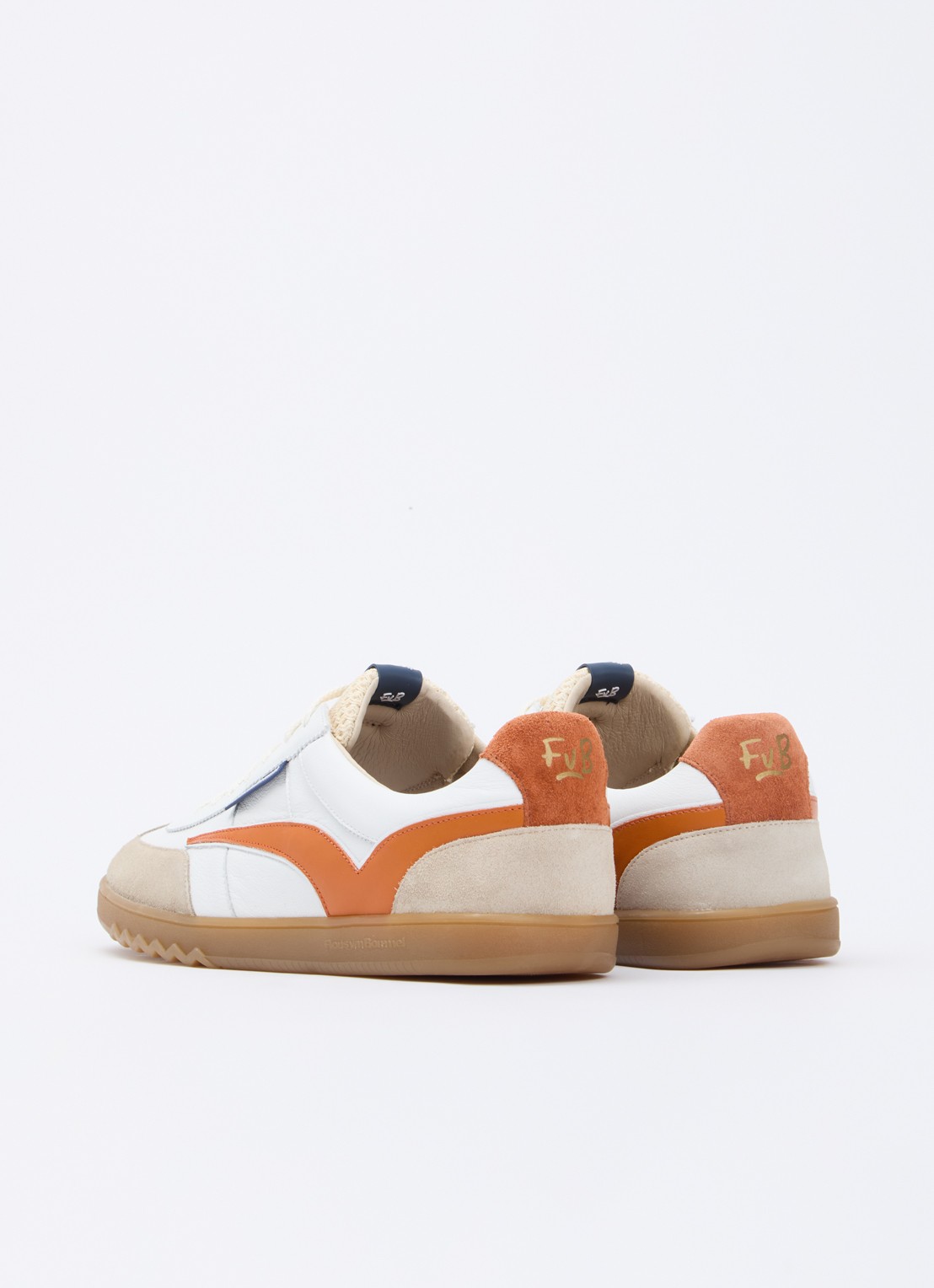 Floris van Bommel De Zaler 01.17 sneaker van leer met details van suède - achterkant orange