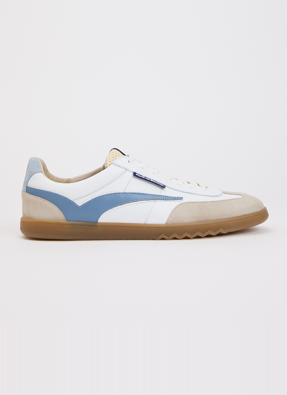 Floris van Bommel De Zaler 01.18 sneaker van leer met suède details - voorkant 5 staalblauw