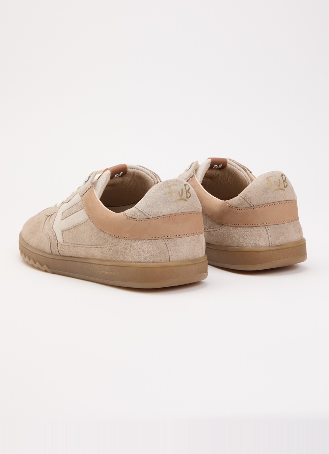 Floris van Bommel De Zaler 04.02 sneaker van suède - achterkant lichtbruin
