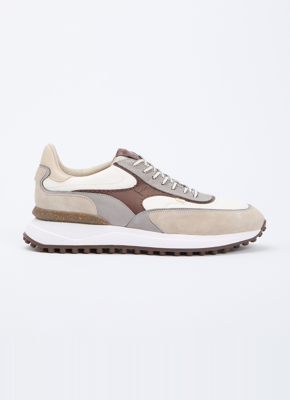 Floris van Bommel Noppi 37.10 sneaker van leer met suède details - voorkant 4 beige