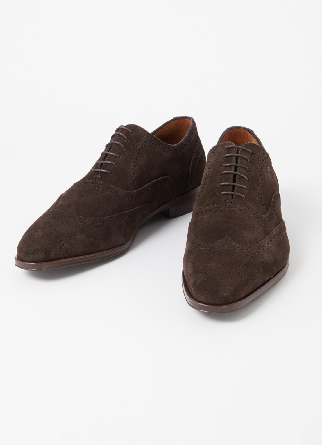 Floris van Bommel Raffa 04.02 brogue van suède - detail donkerbruin